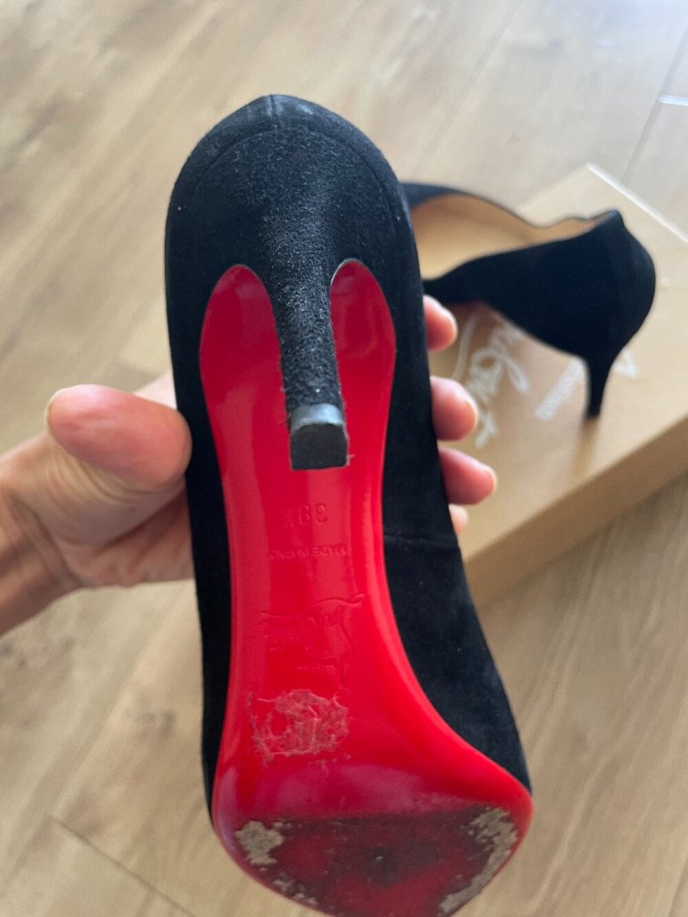 Christian Louboutin Pigalle 85 Black Suede Heels - Picture 4 of 7